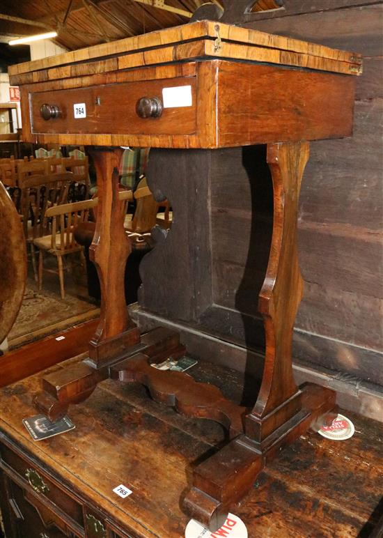 William IV rosewood games top sewing table